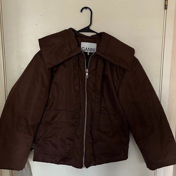 Ganni Oversized Collar Nylon Jacket